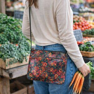 Patricia Nash Vallata Crossbody Leather Purse Bag Floral Autumn Fall NWOT
